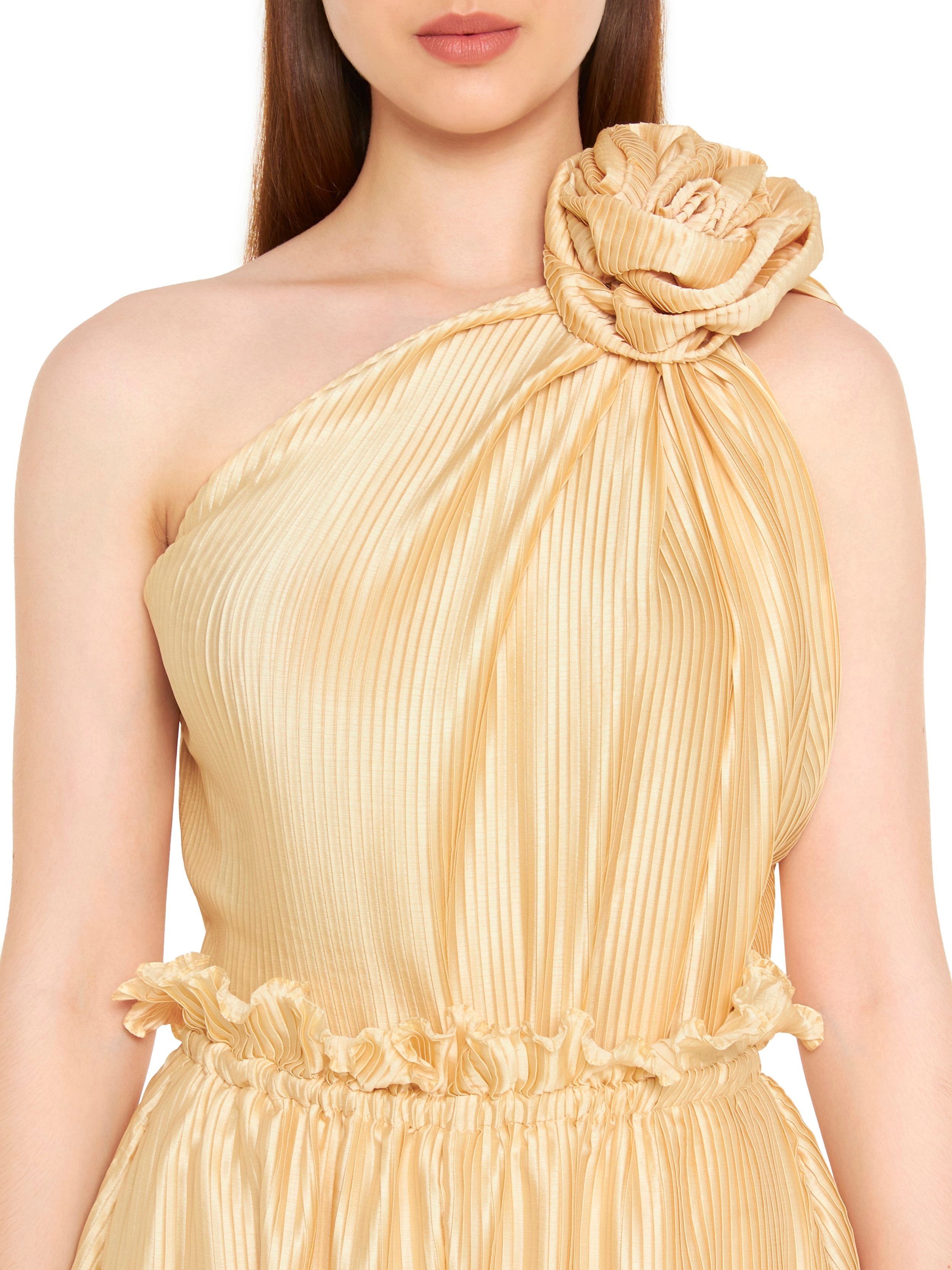 One Shoulder Rosette Blouse