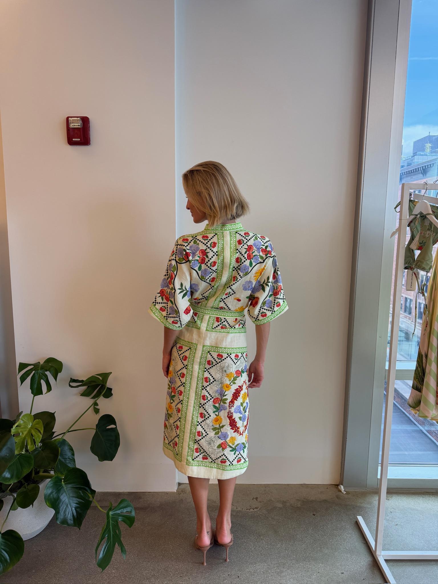Multi Floral Midi Shirt Dress