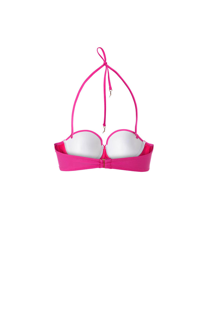 Fuchsia strapless balconette swim top