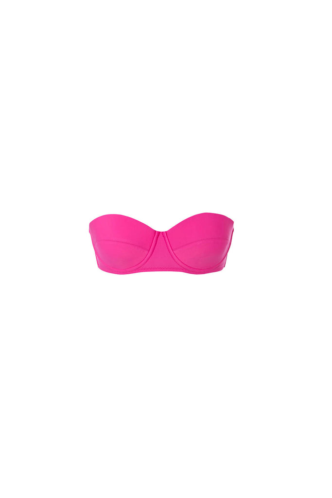 Fuchsia strapless balconette swim top