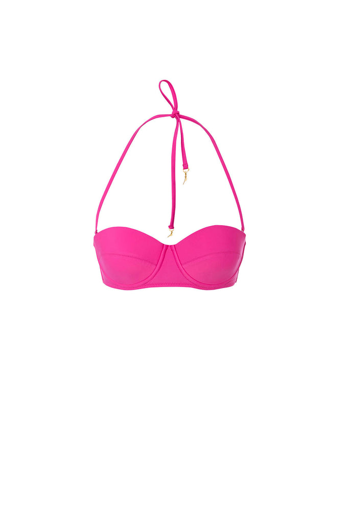 Fuchsia strapless balconette swim top