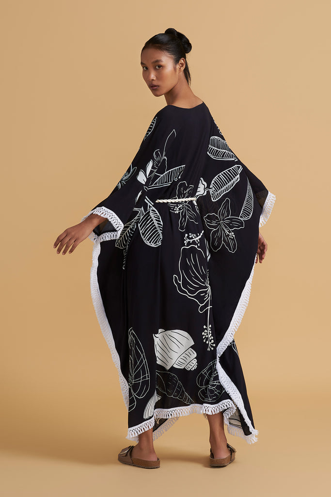 Black and white mono panel kaftan
