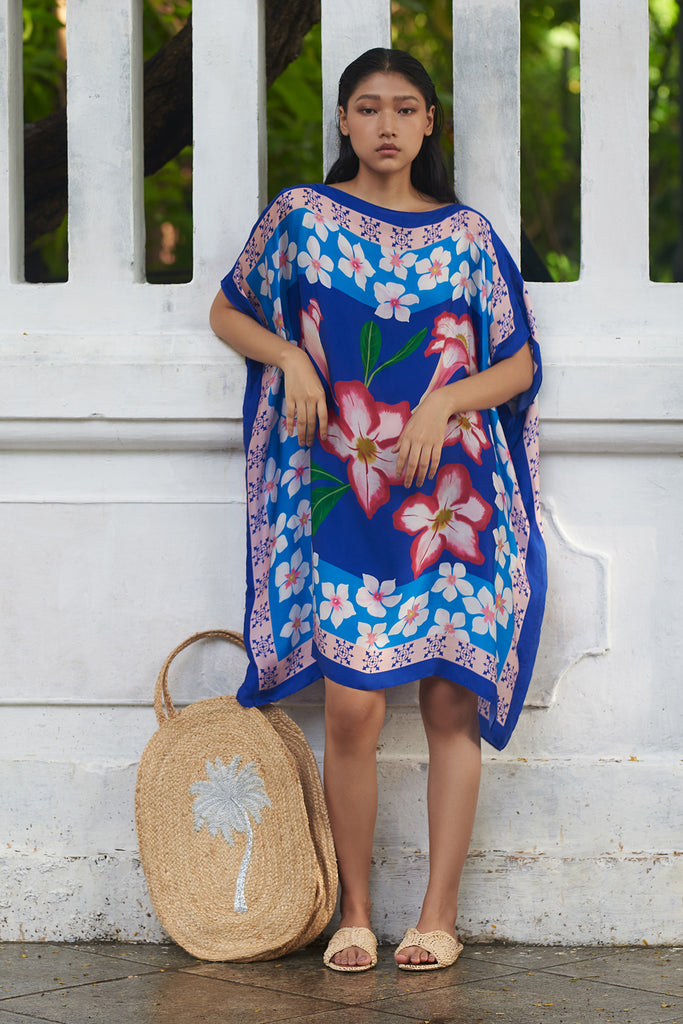 blue adenium scarf dress