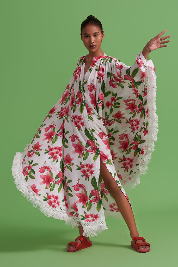 White Hibiscus Kaftan