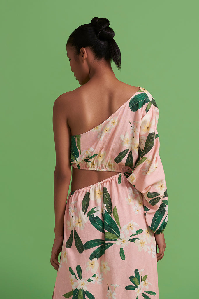 Pink Frangipani Maxi Dress