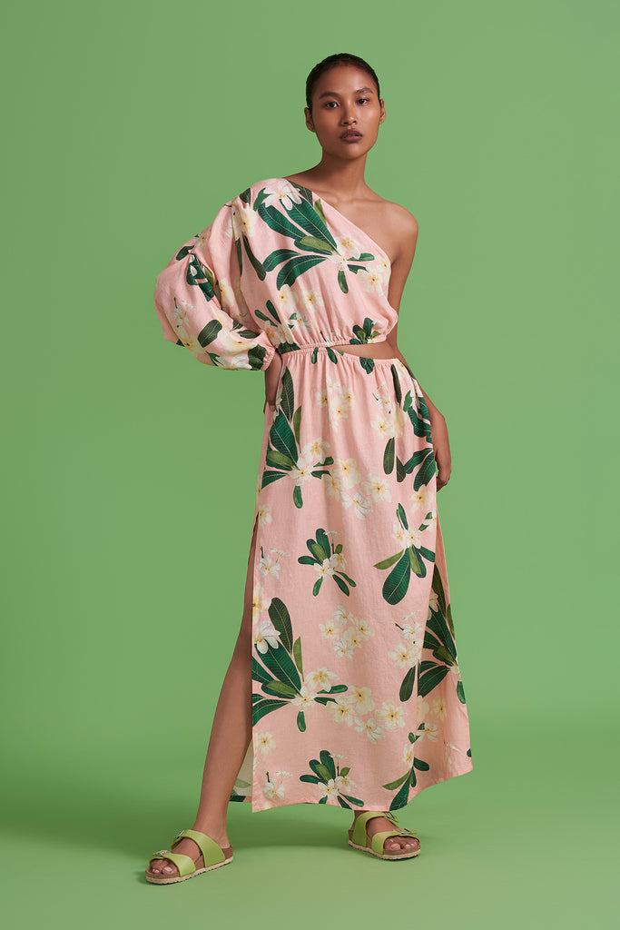 Pink Frangipani Maxi Dress