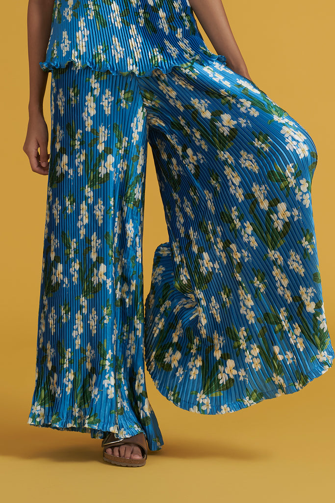 Plisse Flared Pants