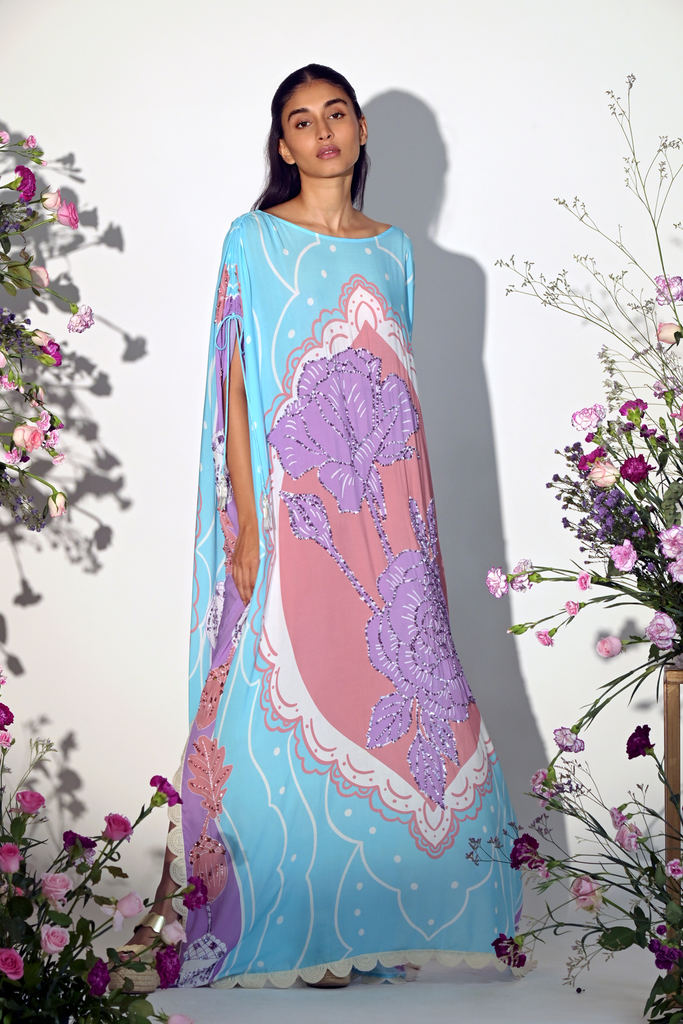 Blue and lavender kaftan