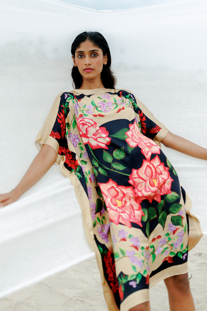 Printed rose box dress