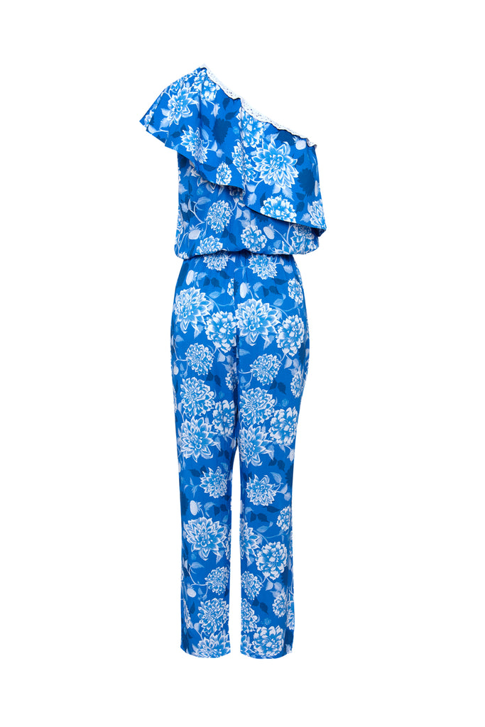 Blue and white jumpsuit