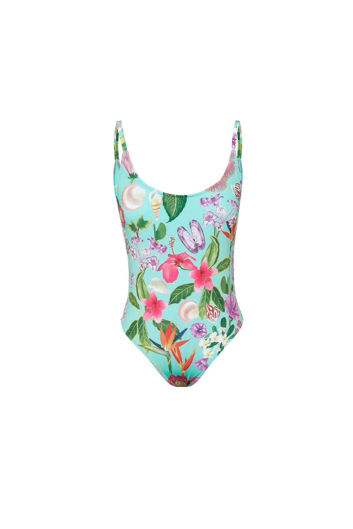 Women's Conscious One Piece Swimsuit - Aqua Seashells Floral - Verandah