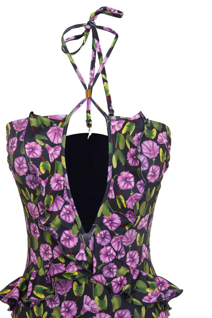 Black Campanula One Piece Swimsuit