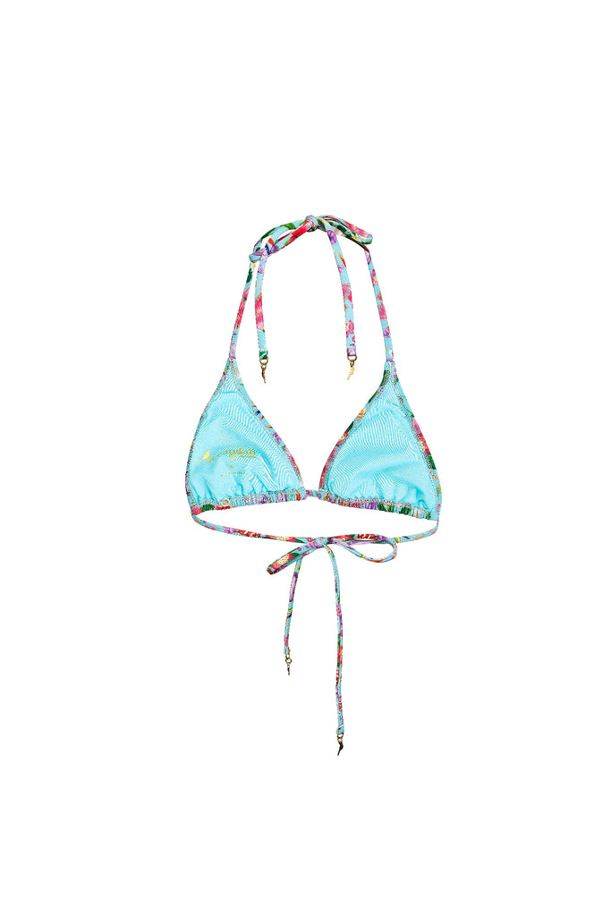 Aqua Seashells Floral bikini top
