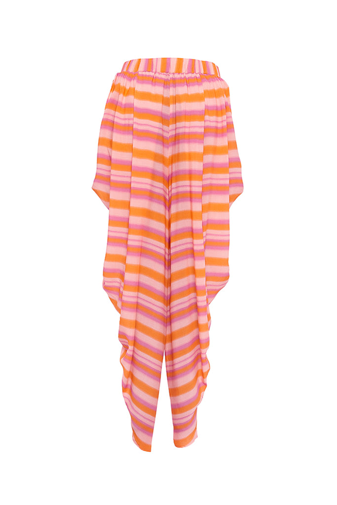 Lilac and Sunset Painterly Stripes Dhopi Pants