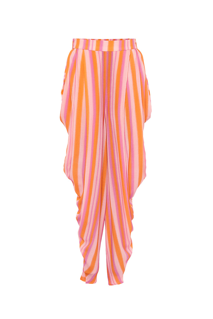 Lilac and Sunset Painterly Stripes Dhopi Pants