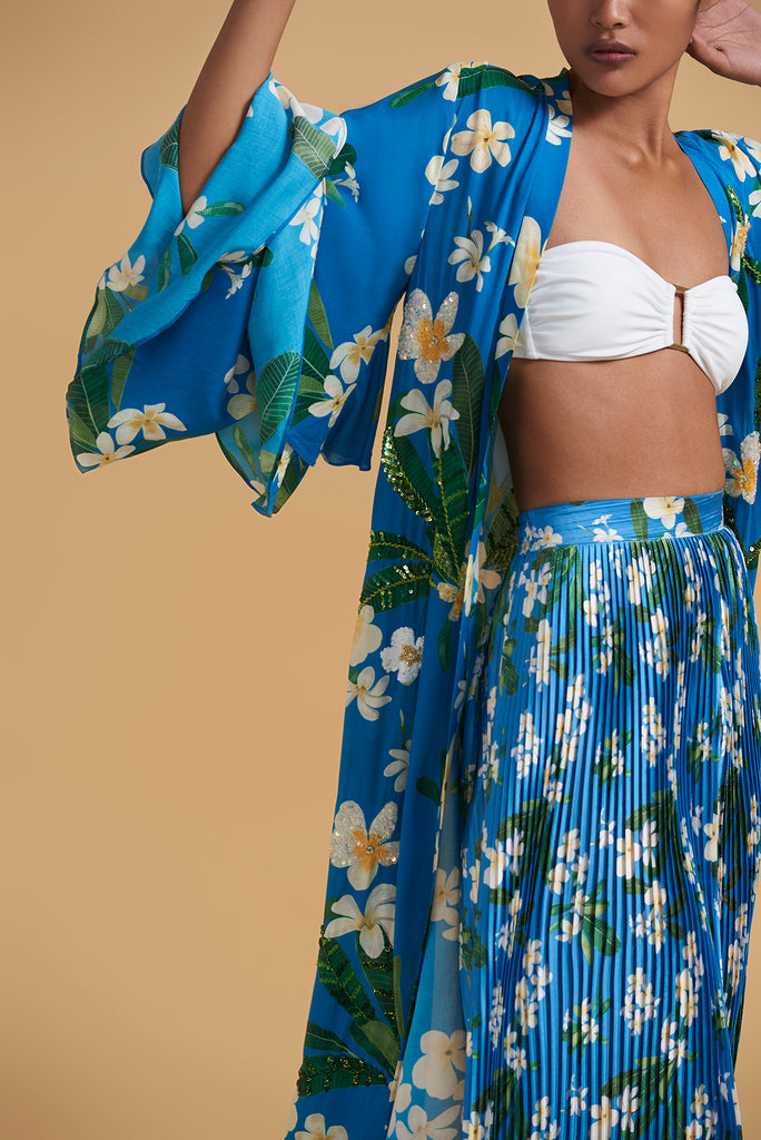 Peacock Frangipani Kimono