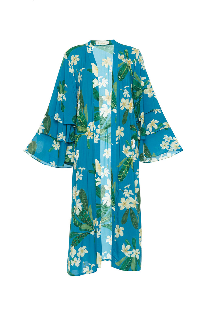 Peacock Frangipani Kimono