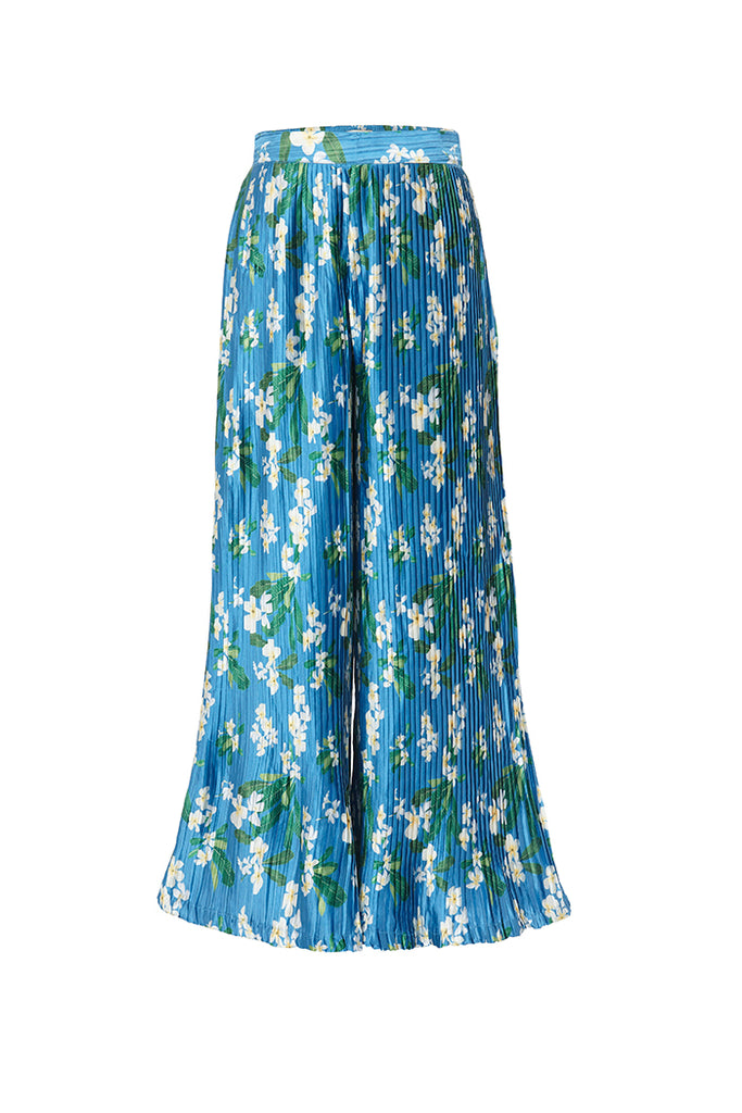 Peacock Frangipani Flared Pants