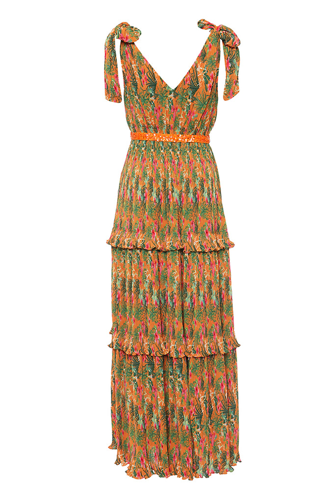 Orange Torenias and Hibiscus Maxi Dress