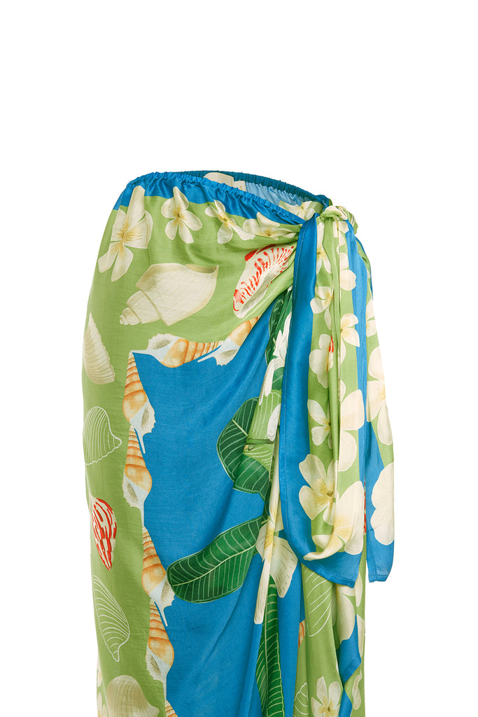 Peacock Scarf Panel Draped Skirt