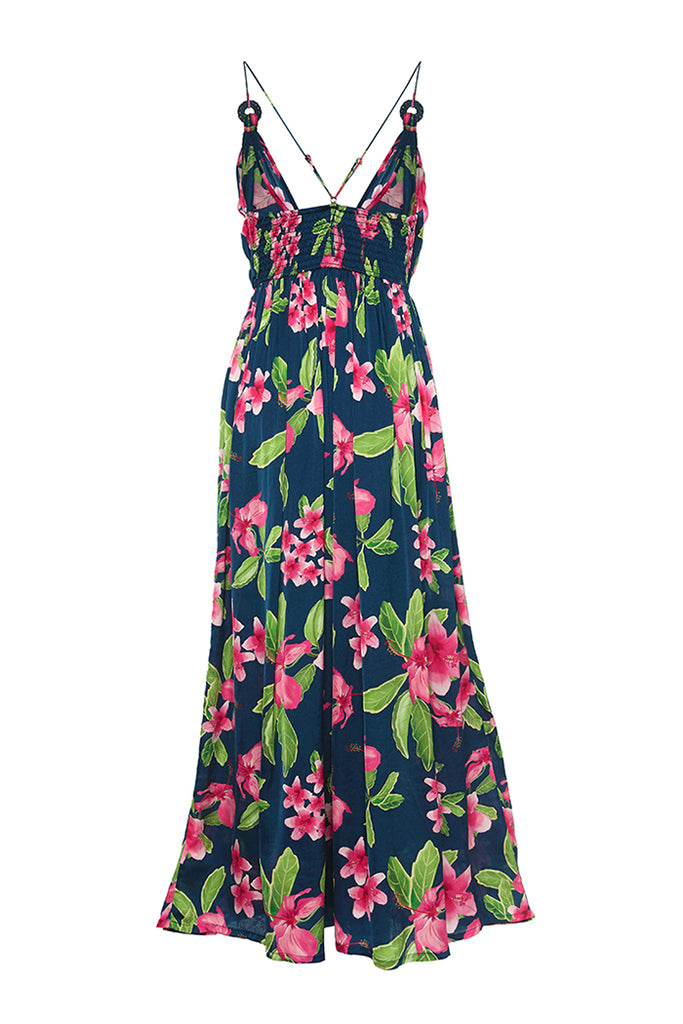 Navy Hibiscus Maxi Dress