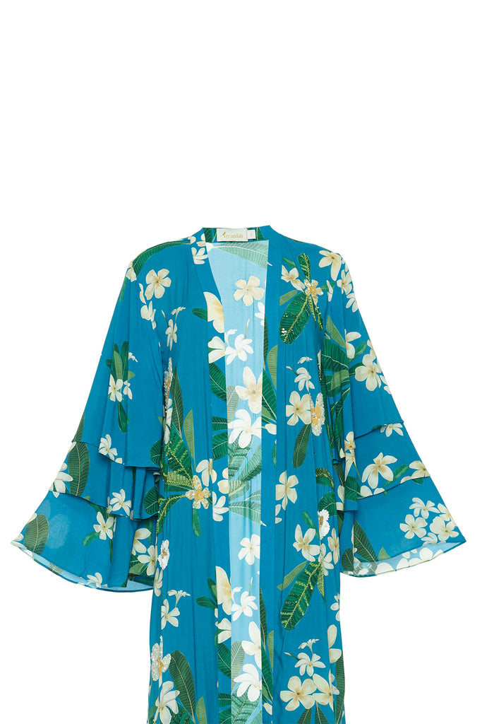 Peacock Frangipani Kimono