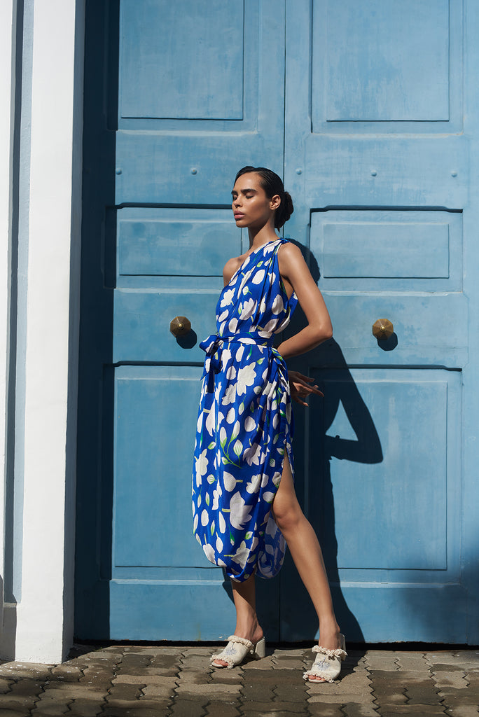 blue jasmine print dress