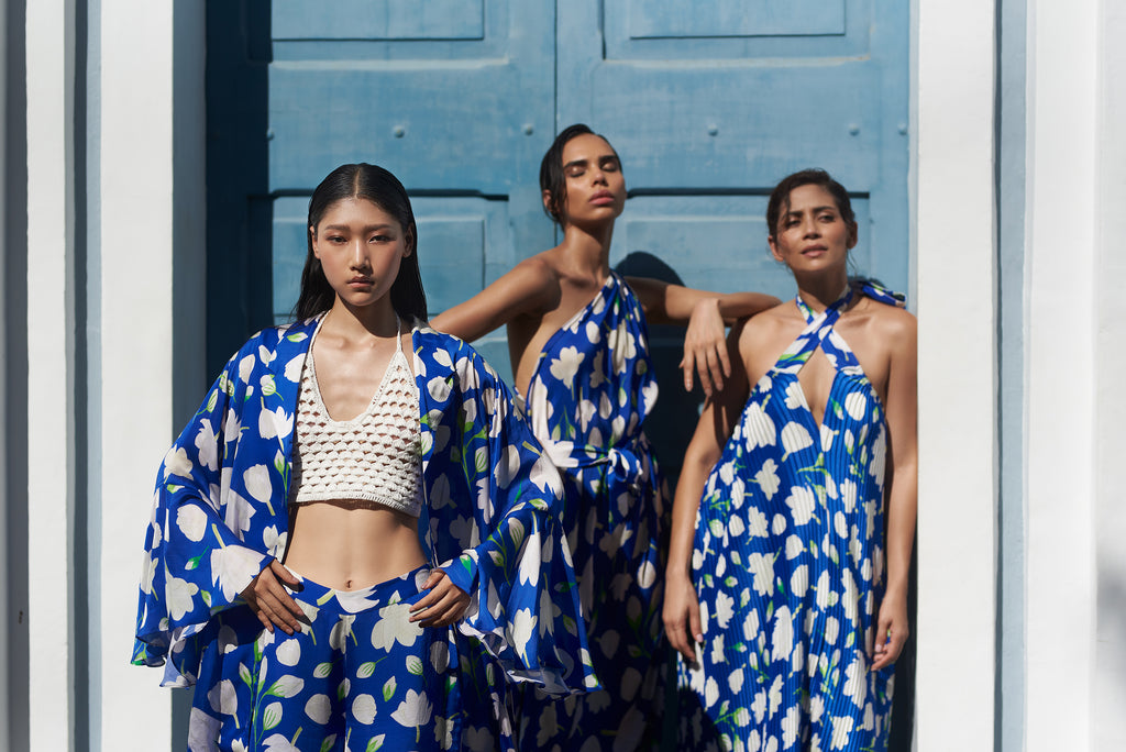 blue jasmine print dress
