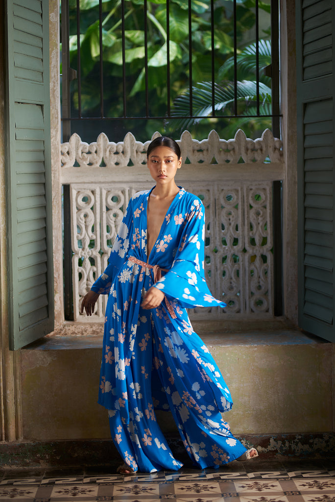 blue marigold flared pants