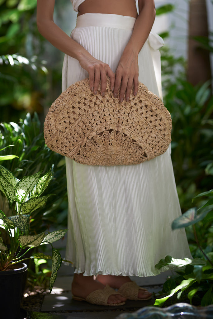 Wrap Tie Plisse Pareo Skirt