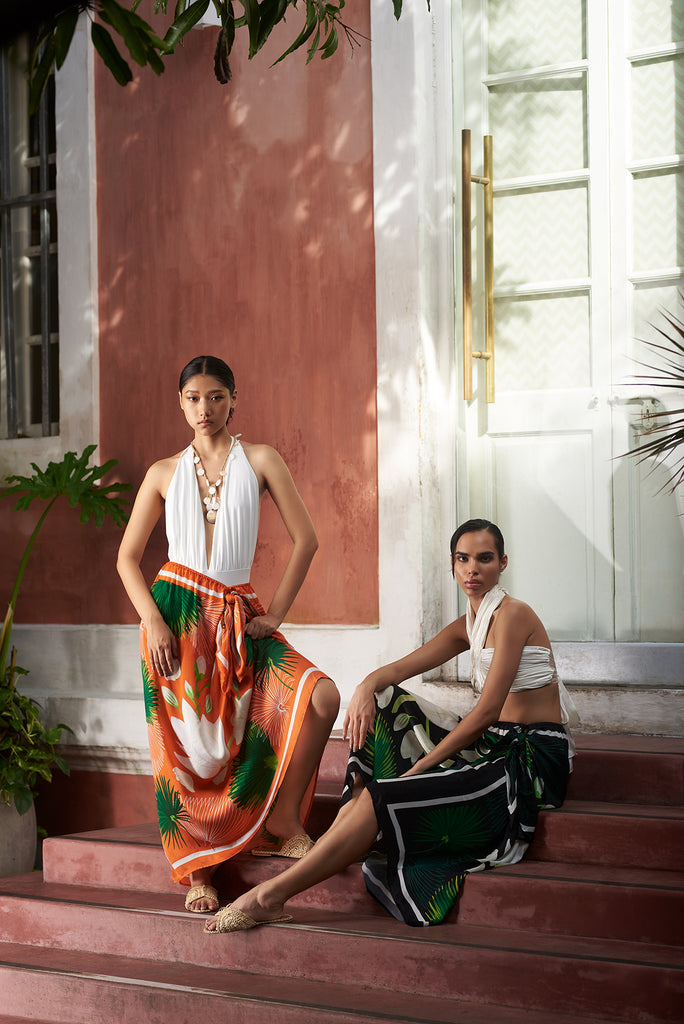rust jasmine draped skirt