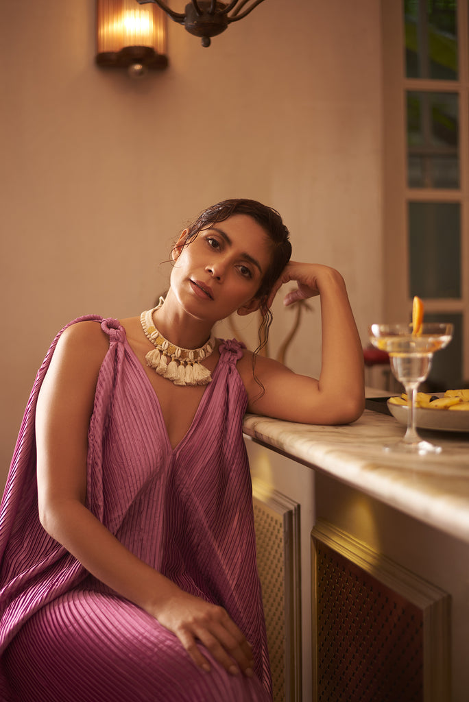 lilac kaftan dress