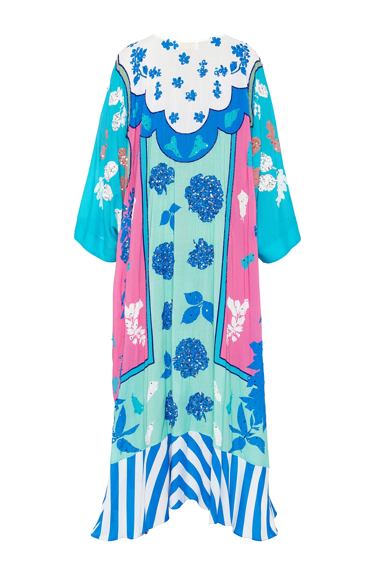 blue aqua and pink kaftan