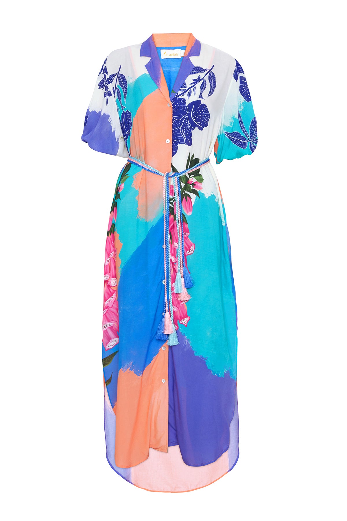 Multicolour foxgloves shirt dress