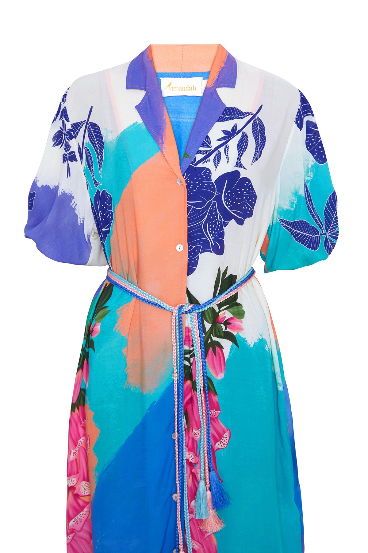 Multicolour foxgloves shirt dress