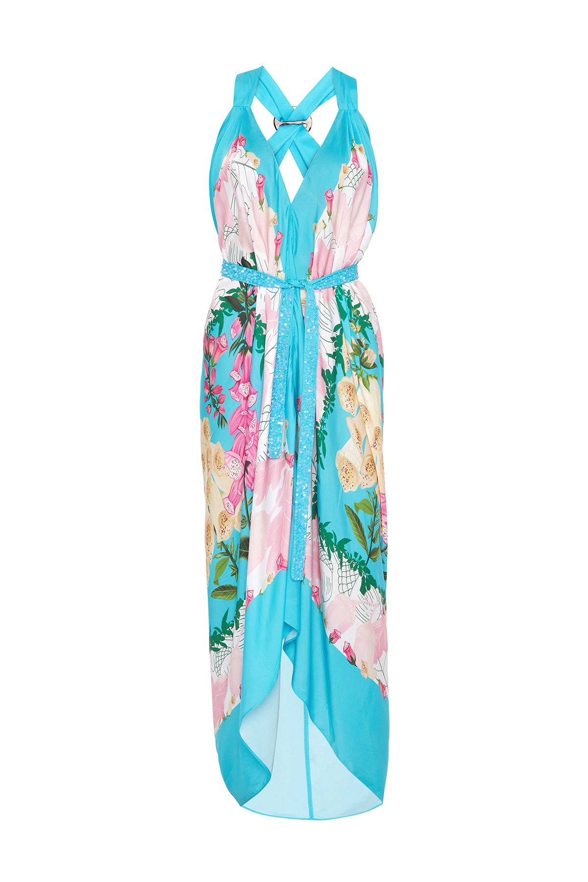 aqua foxgloves dress