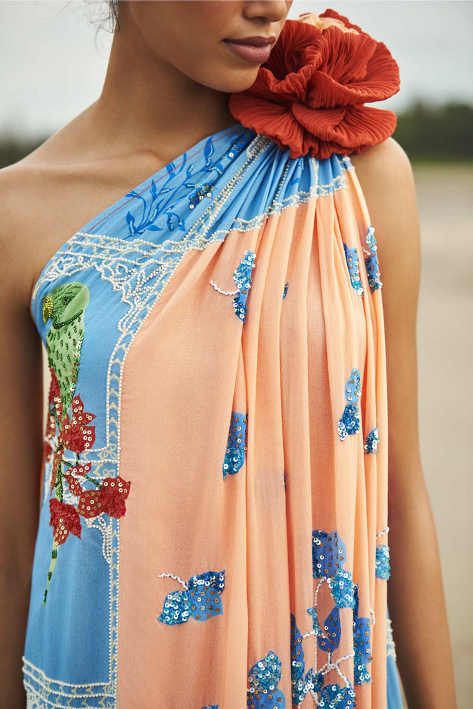 Blush & powder Blue Toga Gown