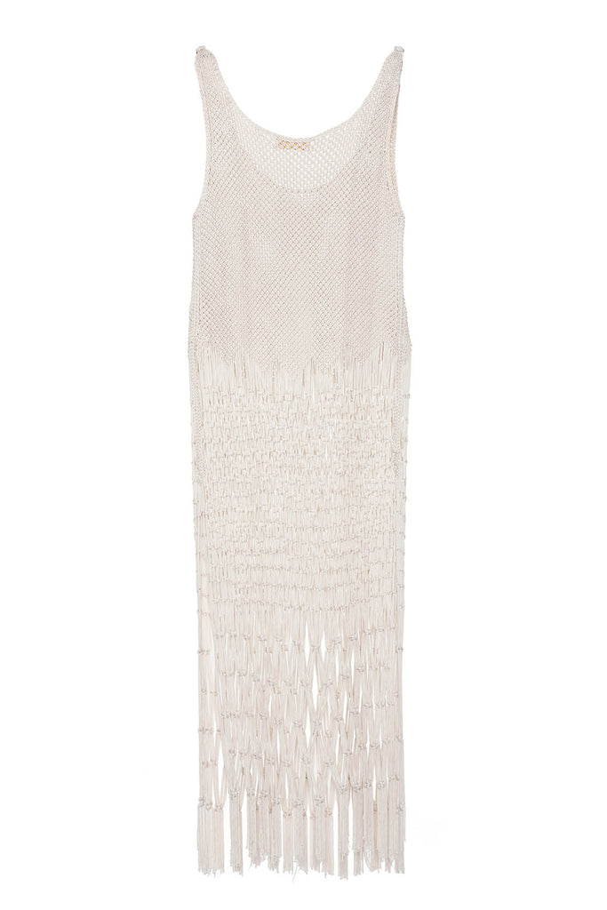 Hand Knotted Ivory Macramé Gown