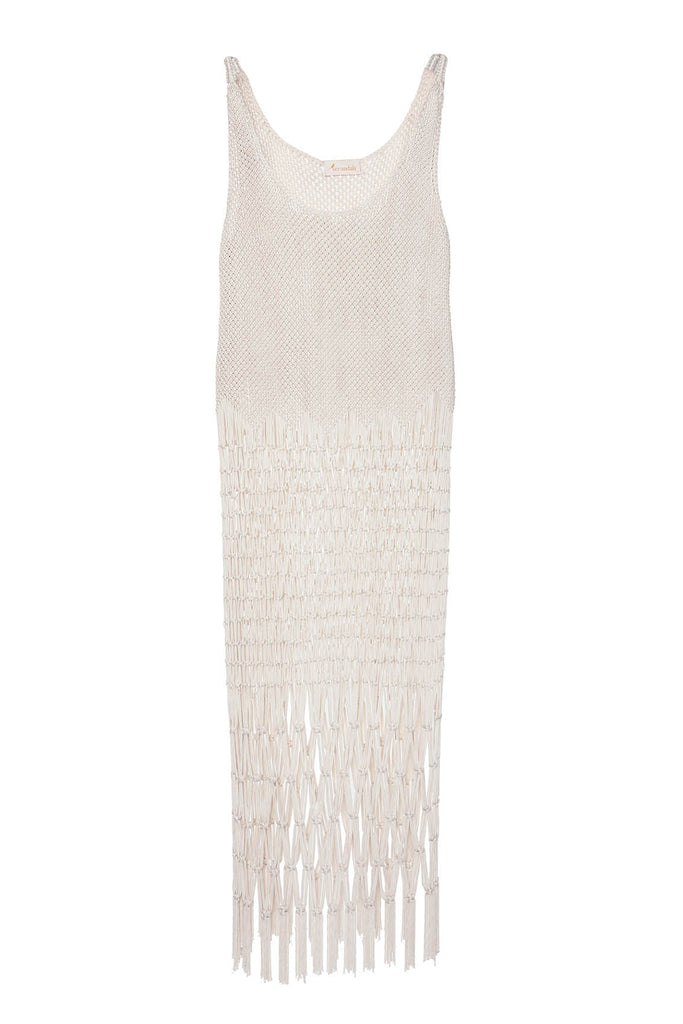 Hand Knotted Ivory Macramé Gown