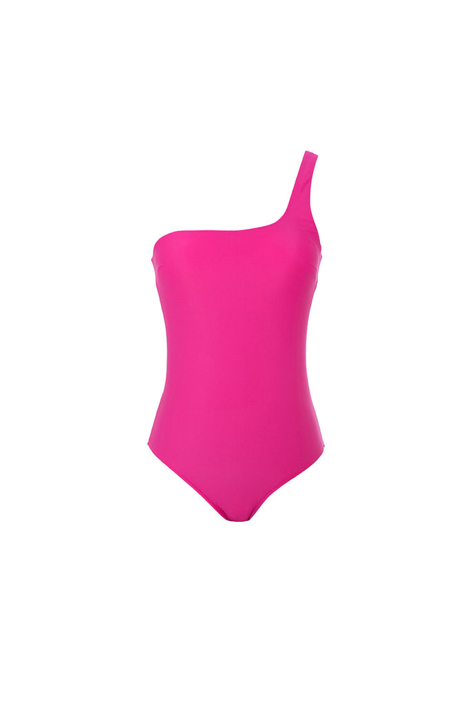 Fushcia one shoulder swimsuit