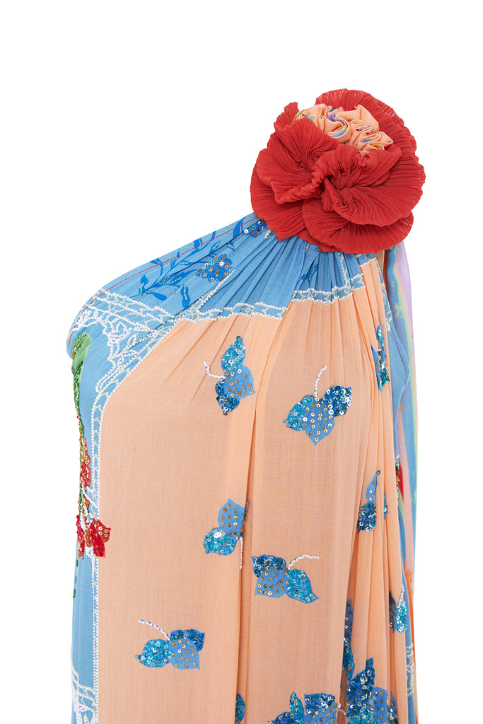 Blush & powder Blue Toga Gown