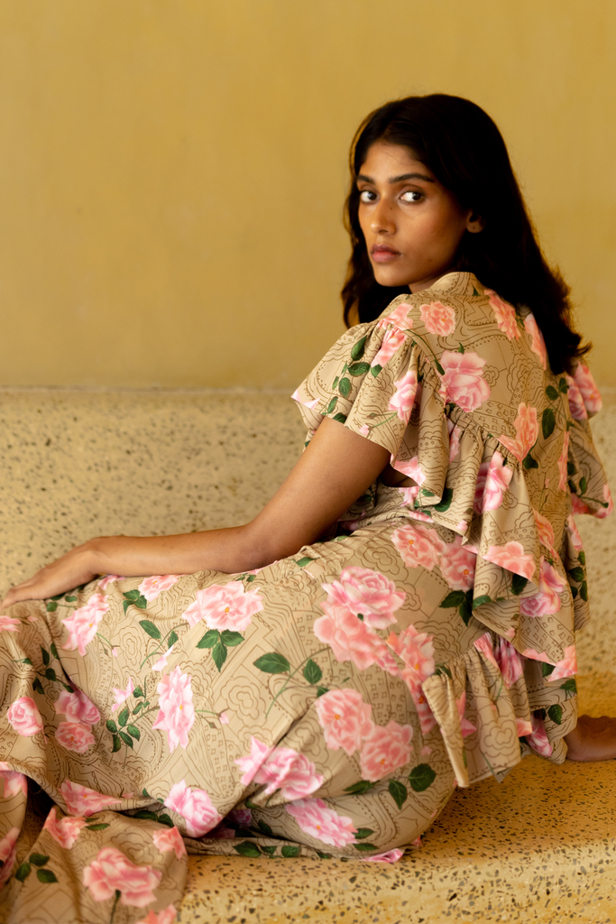 Rose printed pants