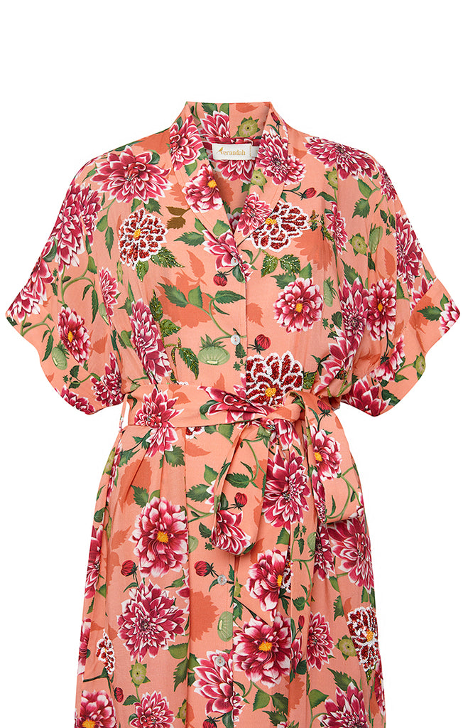 coral dahlia mini dress