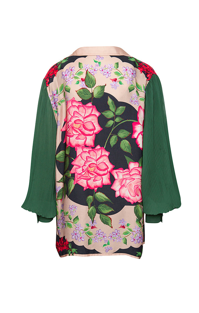 Scarf Shirt with Pleated Sleeves