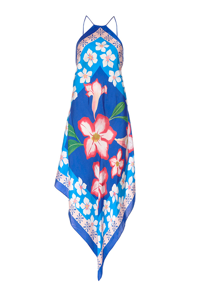 blue floral scarf dress