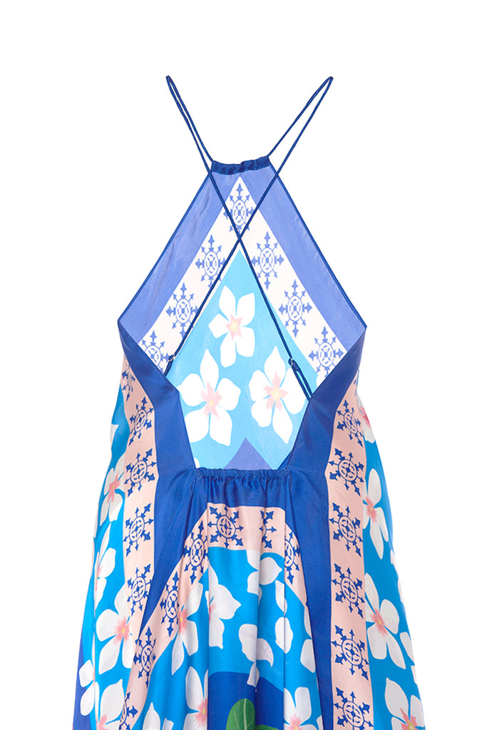 blue floral scarf dress