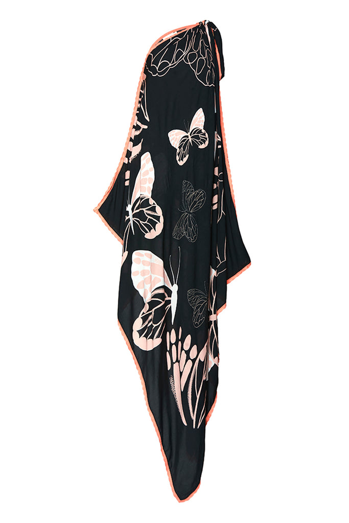 black & blush toga gown