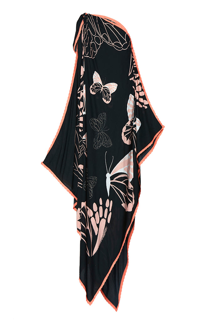 black & blush toga gown