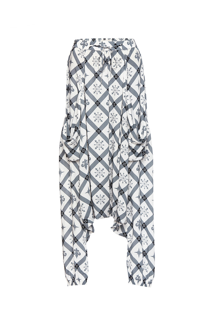 grey printed beach pants