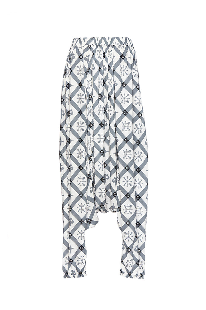 grey printed beach pants